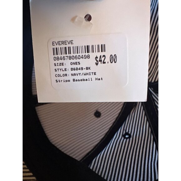 NWT Evereve Navy White Striped Baseball Cap Hat Adjustable - Picture 7 of 7